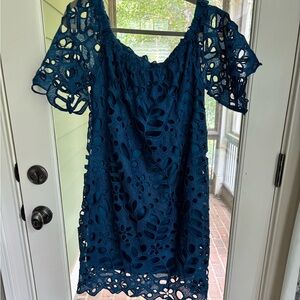 Blue Flutter Sleeve Midi Sundress for Wedding Guests